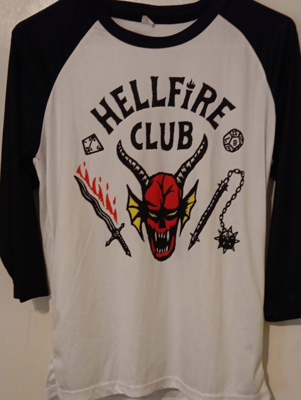 Hellfire Club Graphic Raglan Shirt - Black & White
